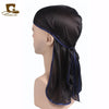 Silky Satin Durag Bandana Turban Headwrap - Long Tail Biker Headwear, One Size Fits Most