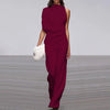 Women's Elegant One-Shoulder Long-Sleeve Wide-Leg Jumpsuit for Office and Party