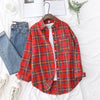 YEOIN Women's Flannel Plaid Shirt - Loose Casual Cotton-Blend Long Sleeve Blouse