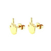 Middle Finger Stud Earrings 2-Pack – Stainless Steel Unisex Punk Black Gold Silver Plated
