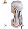 Silky Satin Durag Bandana Turban Headwrap - Long Tail Biker Headwear, One Size Fits Most