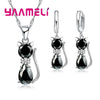 YAAMELI 925 Sterling Silver Cat Pendant Necklace & Huggie Earring Jewelry Set with Cubic Zirconia – Cute Gift for Women & Girls