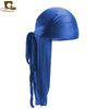 Silky Satin Durag Bandana Turban Headwrap - Long Tail Biker Headwear, One Size Fits Most