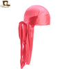 Silky Satin Durag Bandana Turban Headwrap - Long Tail Biker Headwear, One Size Fits Most