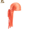 Silky Satin Durag Bandana Turban Headwrap - Long Tail Biker Headwear, One Size Fits Most