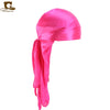 Silky Satin Durag Bandana Turban Headwrap - Long Tail Biker Headwear, One Size Fits Most