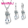 YAAMELI 925 Sterling Silver Cat Pendant Necklace & Huggie Earring Jewelry Set with Cubic Zirconia – Cute Gift for Women & Girls