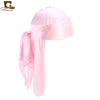 Silky Satin Durag Bandana Turban Headwrap - Long Tail Biker Headwear, One Size Fits Most