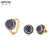 ShinyGem Druzy Crystal Earring & Adjustable Ring Set - Multicolor Cubic Zirconia Jewelry for Women