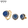 ShinyGem Druzy Crystal Earring & Adjustable Ring Set - Multicolor Cubic Zirconia Jewelry for Women