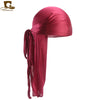 Silky Satin Durag Bandana Turban Headwrap - Long Tail Biker Headwear, One Size Fits Most