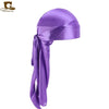 Silky Satin Durag Bandana Turban Headwrap - Long Tail Biker Headwear, One Size Fits Most