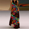 V-Neck Sleeveless Maxi Dress for Women – Retro Print Summer Sundress with Pockets, A-Line Floor-Length