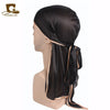 Silky Satin Durag Bandana Turban Headwrap - Long Tail Biker Headwear, One Size Fits Most