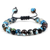 8mm Tiger Eye & Lava Stone Adjustable Braided Bracelet — Unisex Beaded Yoga Healing Energy Bracelet