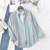 Loose Women's Plaid Shirt – College Style Long-Sleeve Checked Blouse, Casual Loose-Fit Top