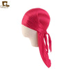 Silky Satin Durag Bandana Turban Headwrap - Long Tail Biker Headwear, One Size Fits Most