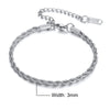 Adjustable Twisted Rope Chain Bracelet - Stainless Steel Unisex Lobster Clasp, Gold or Silver, 16–21 cm (6.3–8.3 in) or 20–25 cm (7.9–9.8 in)