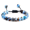 8mm Tiger Eye & Lava Stone Adjustable Braided Bracelet — Unisex Beaded Yoga Healing Energy Bracelet