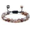 8mm Tiger Eye & Lava Stone Adjustable Braided Bracelet — Unisex Beaded Yoga Healing Energy Bracelet
