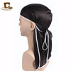 Silky Satin Durag Bandana Turban Headwrap - Long Tail Biker Headwear, One Size Fits Most