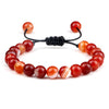 8mm Tiger Eye & Lava Stone Adjustable Braided Bracelet — Unisex Beaded Yoga Healing Energy Bracelet
