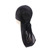 Silky Satin Durag Bandana Turban Headwrap - Long Tail Biker Headwear, One Size Fits Most