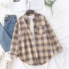 YEOIN Women's Flannel Plaid Shirt - Loose Casual Cotton-Blend Long Sleeve Blouse