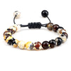 8mm Tiger Eye & Lava Stone Adjustable Braided Bracelet — Unisex Beaded Yoga Healing Energy Bracelet