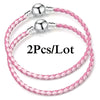 2-Pack Leather Chain Charm Bracelets with Beads – Handmade Couples Pulsera Jewelry (Unisex)