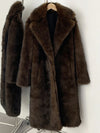 Women's Faux Fur Long Coat – Khaki Warm Fluffy Overcoat, Double-Faced Fur