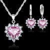 Certified Heart Cubic Zirconia Necklace & Earrings Set — Classic Engagement Bridal Jewelry for Women