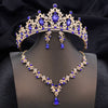 Opal Blue Bridal Tiara Jewelry Set – Crown, Necklace & Earrings for Wedding, Prom & Pageant
