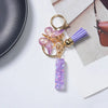 A-Z Sequined Initial Keychain with Purple Butterfly Tassel – Resin Letter Charm Keyring for Women & Girls, Backpack & Purse Accessory