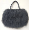 Women's Genuine Fox Fur & Leather Handbag - Square Winter Fur Coin Purse with Zipper