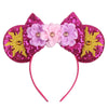 Sequin Snowflake Mouse Ear Headband with 5\" (12.7 cm) Bow – Kids & Adults Festival Party Cosplay Hairband