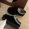 Women's Winter Shearling Fur Ankle Platform Mini Boots - Leather-Lined Warm Booties