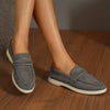 Women's British Style Slip-On Loafers Retro Flat Flannel Loafers Round Toe Large Sizes Available