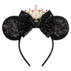 Disney Mickey Mouse Sequin Ears Headband with Bow - Halloween Party Cosplay Hairband for Women & Kids