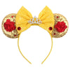 Mickey & Minnie Sequin Ear Headband with Bow – Disney-Inspired Hairband for Women & Kids, Party Cosplay