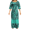 Women's Summer Puffed Sleeve Ankle-Length Printed Loose Casual Party Dress