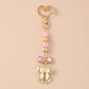 Bowknot Love Heart Keychain with Crystal Pearl Cute Handbag Key Ring Gift for Women and Girls