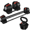 Adjustable Dumbbell Set with Fast-Adjust Mechanism, 40 lb (18 kg) / 52.5 lb (24 kg) / 90 lb (41 kg) Options
