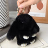 15 cm (5.9 in) Rabbit Fur Pom Pom Keychain – Cute Bag Charm & Car Pendant for Women Gifts