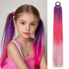 Purple Red Pink Ombre Tinsel Ponytail Extension with Elastic - 24in (60cm) 9-Strand Synthetic Hair for Girls, Crazy Hair Day