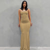 Spaghetti Strap Black Bodycon Trumpet Maxi Dress Y2K Sleeveless Long Evening Dress