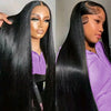 40 in (102 cm) 13x6/13x4 HD Lace Front Straight Human Hair Wig, 250% Density, Brazilian Natural Black
