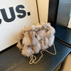 Moods Boutique Fox Fur Plush Clutch with Chain - Luxury Winter Crossbody Evening Bag for Women