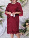 Plus Size Embroidered Floral Mother of the Bride Midi Dress, Summer Bridesmaid & Party Dress