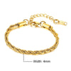 Adjustable Twisted Rope Chain Bracelet - Stainless Steel Unisex Lobster Clasp, Gold or Silver, 16–21 cm (6.3–8.3 in) or 20–25 cm (7.9–9.8 in)